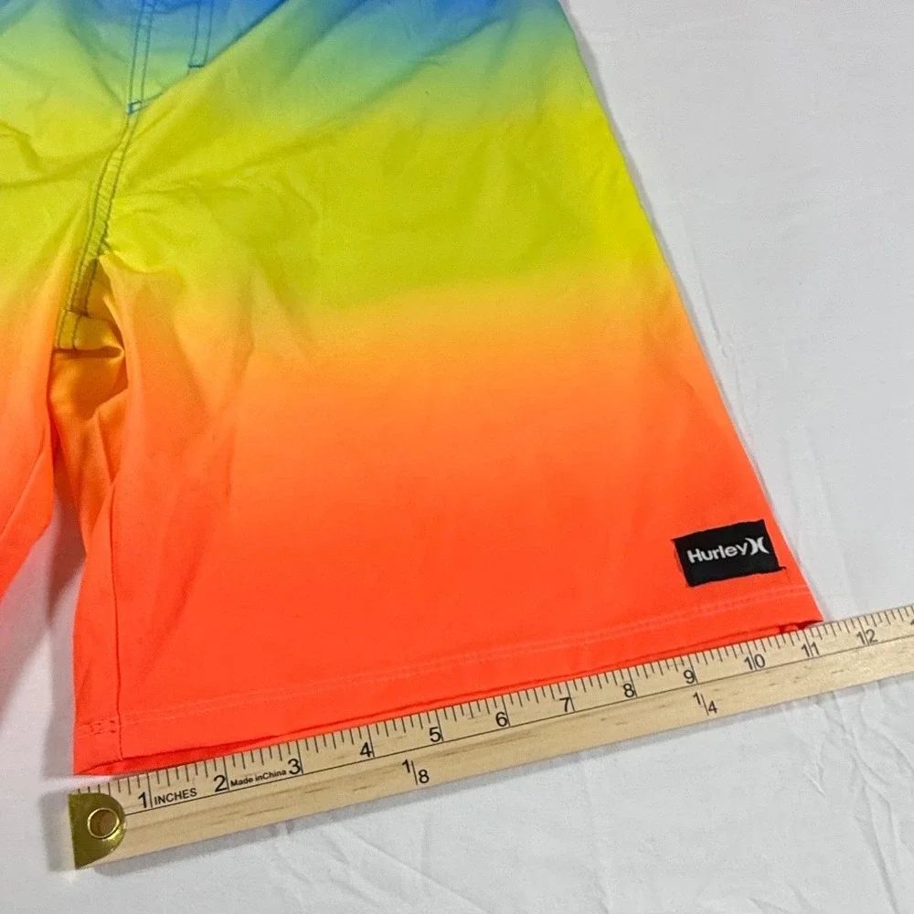 Hurley Boys Swim Trunks XXL 18/20 Baltic Blue Rainbow Ombre Board Shorts 988150